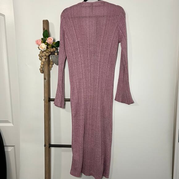 Anthropologie Purple Long Shine Shimmer Cardigan Size Medium - Picture 4 of 9